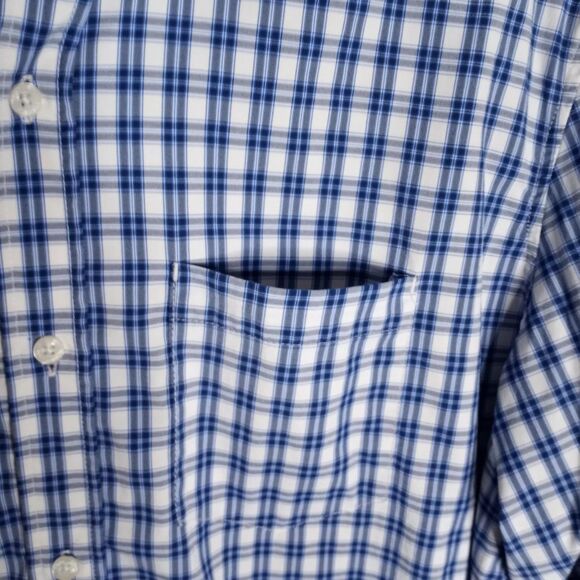 L.L. Bean Men's Slightly Fitted Blue/White Plaid Long Sleeve Button Shirt Size L - Picture 4 of 8